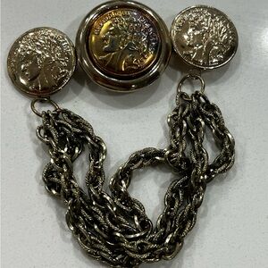 Gold-Tone Coin Link Bracelet - Women's Fashion Jewelry French